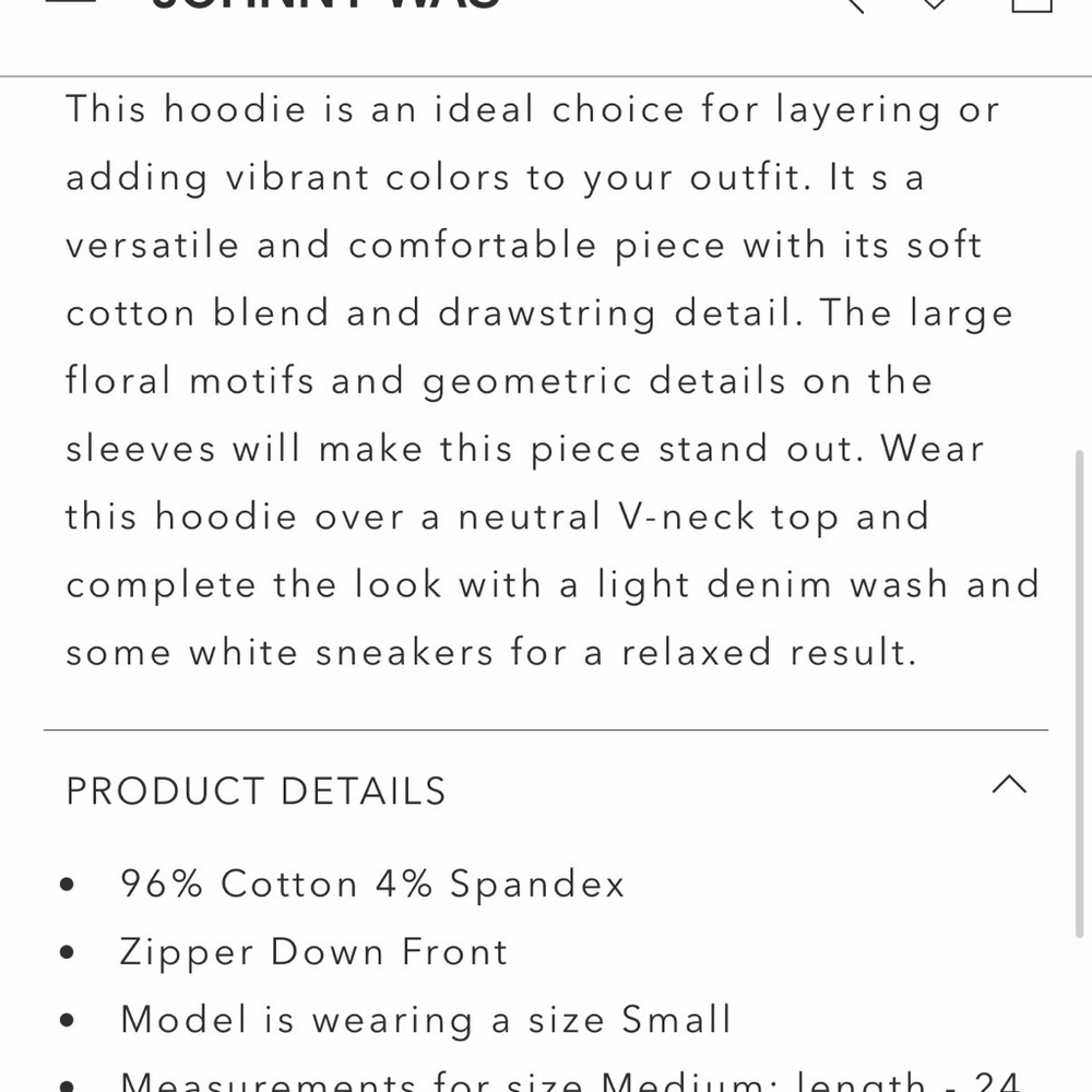 Johnny Was Navy Floral Zip Hoodie with Red, Yellow & Pink Accents - Picture 10 of 10